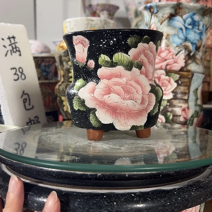 景德镇手绘花盆满38包邮偏远地区除外