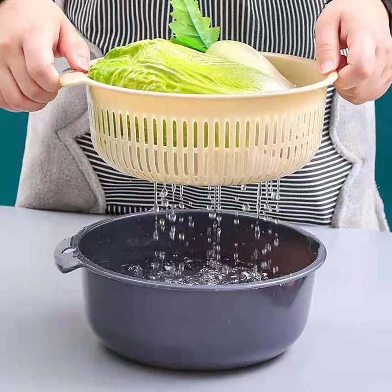 双层塑料沥水篮加大洗菜盆厨房家用客厅果篮洗水果菜篮子简易