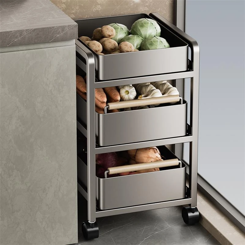 碳钢烤漆小推车多层收纳层架厨房蔬菜小推车移动置物架卧室零食收