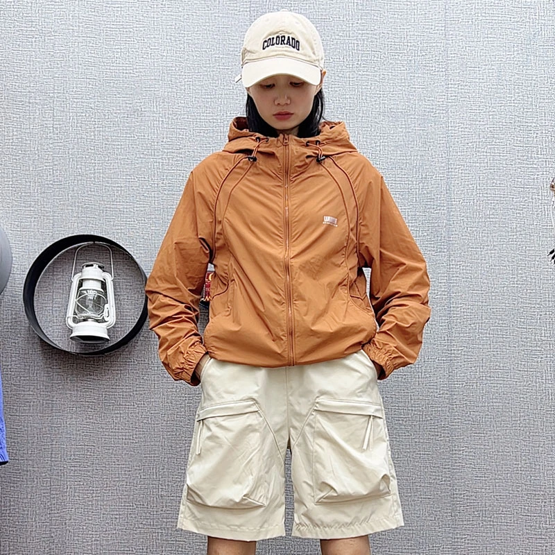 男女同款防晒衣-5色可选宽松连帽夏季户外防晒口袋工装轻薄皮肤衣