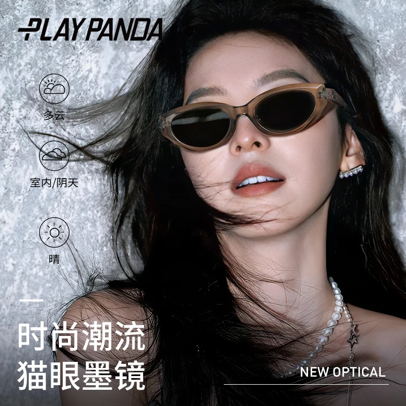 PLAYPANDA猫眼墨镜女章若楠同款方圆脸百搭必备时尚高级感墨镜