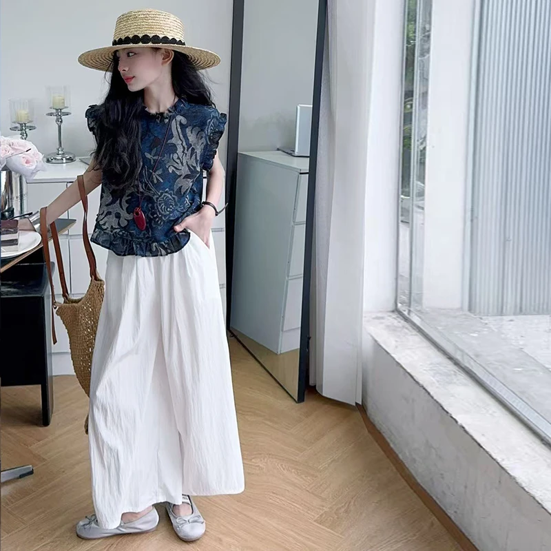 女童夏季套装2025新款洋气时尚印花两件套6-12岁中大童高品质夏款