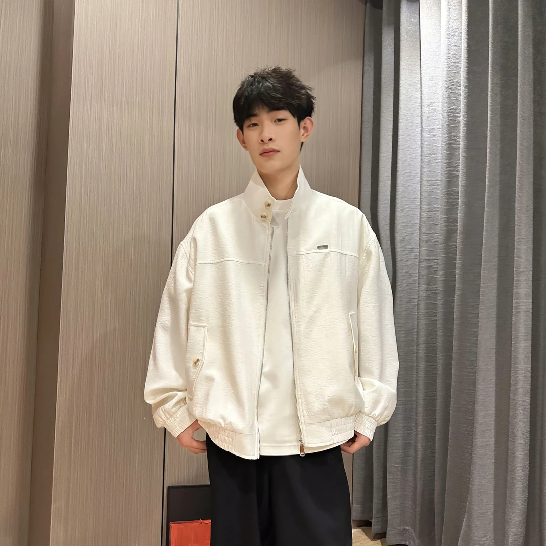 MANRE SHOW亚麻夹克男春夏新款休闲韩版薄款外套立领设计潮流上衣