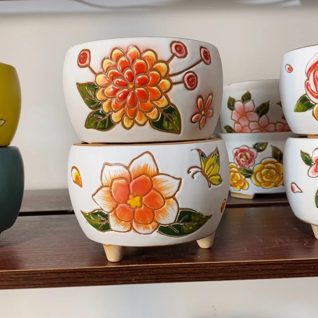 红陶韩式多肉植物花盆