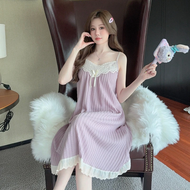 夏季棉性感吊带可穿200斤胖MM中长款睡裙女家居服