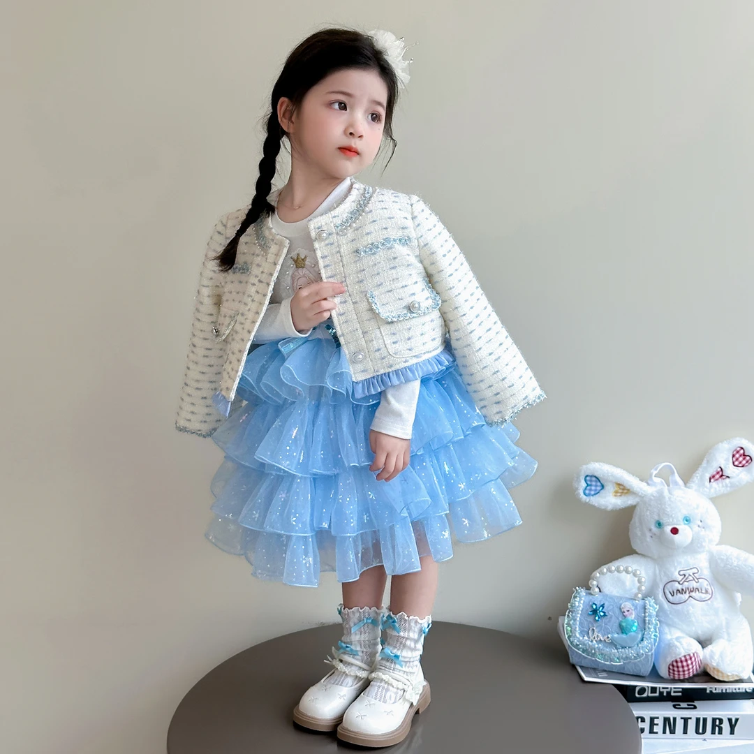 女童春秋套装2025新款儿童艾莎连衣裙小童衣服洋气秋季宝宝两件套