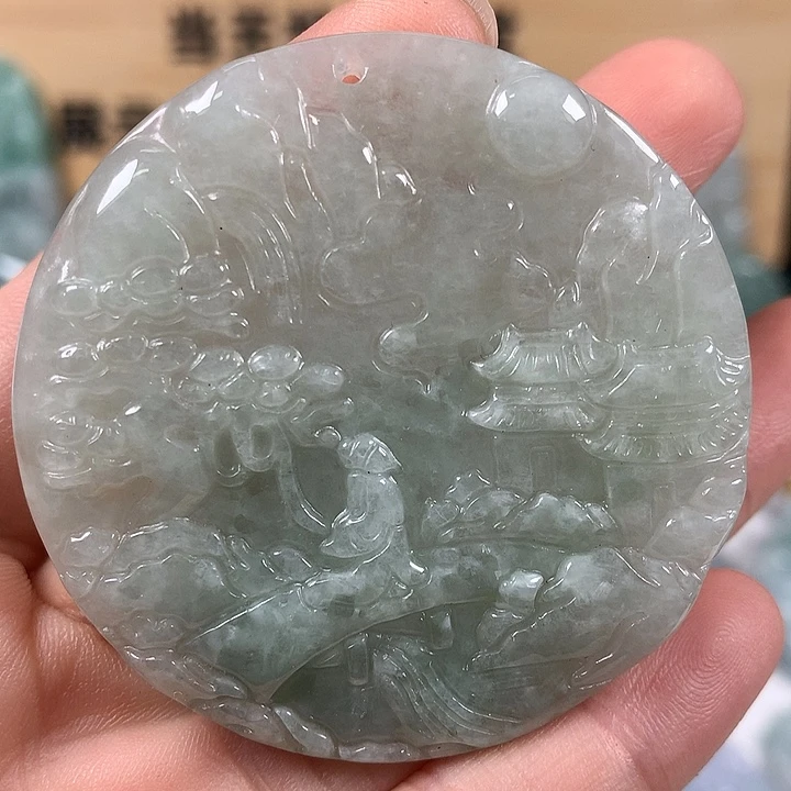 翡翠未镶嵌颈饰山水福利