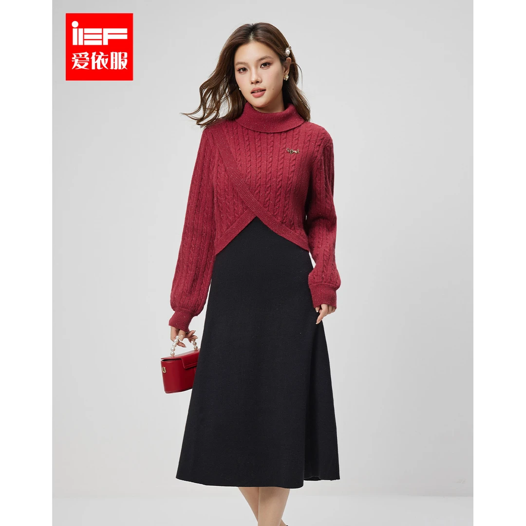 IEF/爱依服套装2025冬季新款成熟优雅气质高级感里外套裙流光风