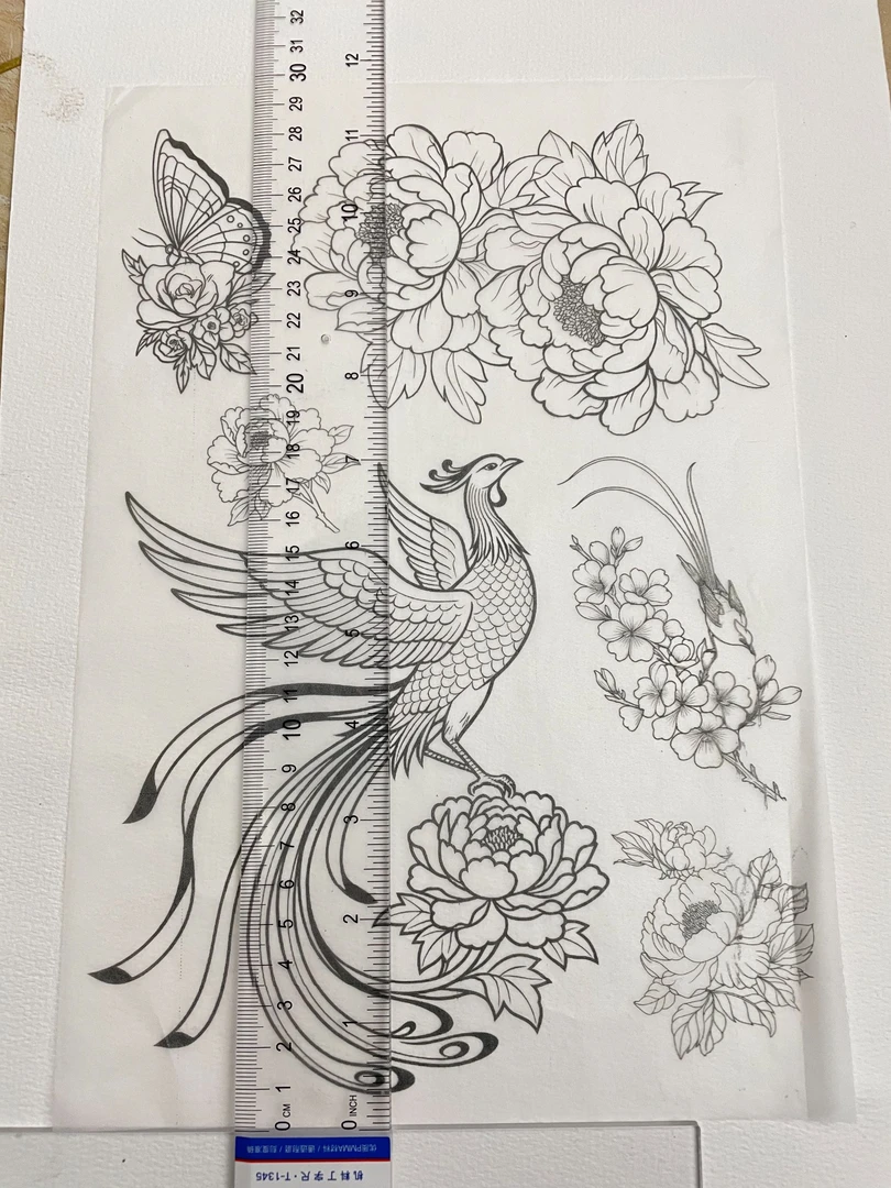 葫芦烙画，雕刻（凤登牡丹+一帆风顺+柿事如意）转印纸，拍1发5张。