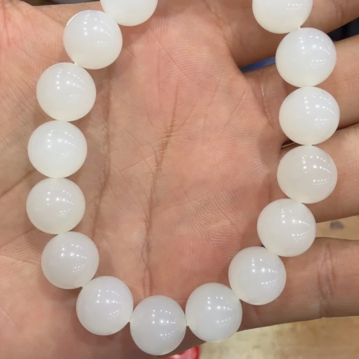 阳***6和田玉未镶嵌手链和田玉卡12手串