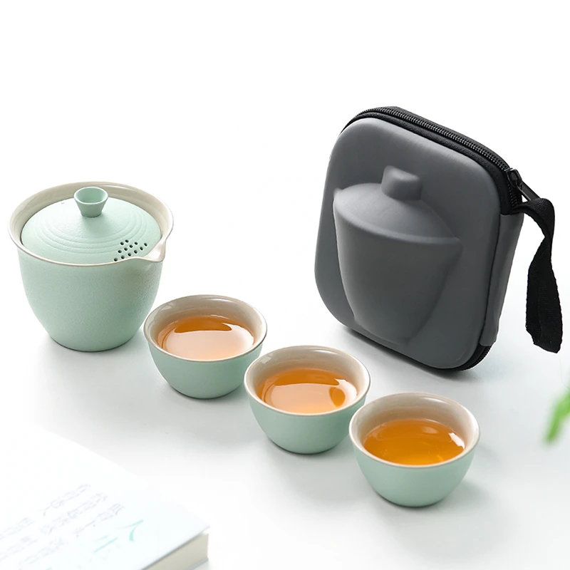 旅行茶具套装快客杯便携式露营户外旅游泡茶杯一壶三杯茶壶人【P2】