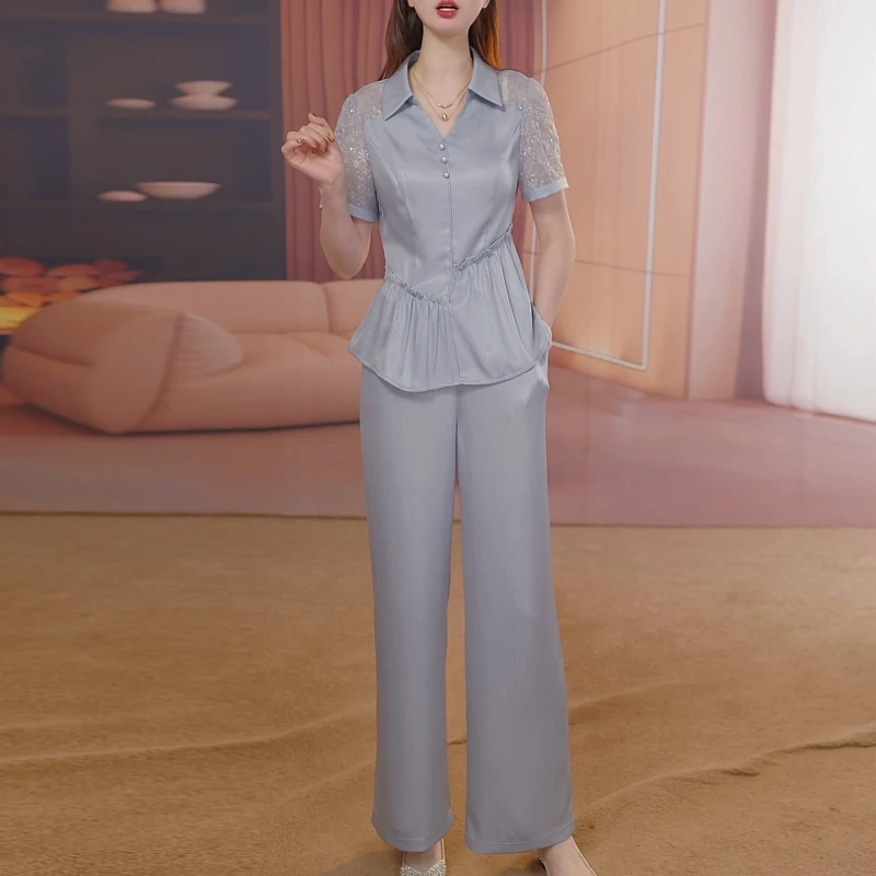 轻职风气质上衣裤子一整套女2025年时髦名媛高端贵夫人妈妈两件套