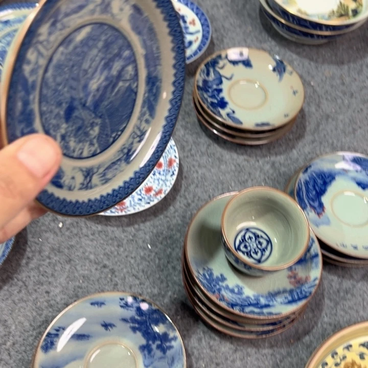 瓷片淘泥清明上河图平足壶承全品