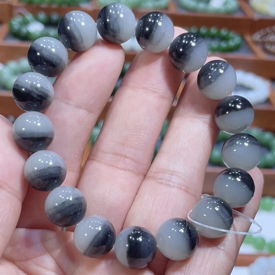 和田玉新疆聚宝盆青花籽手串12mm