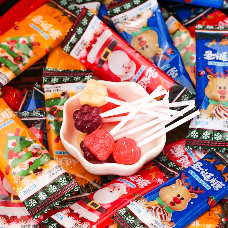 圣诞节包装乳酸菌棒棒糖健康解馋小零食