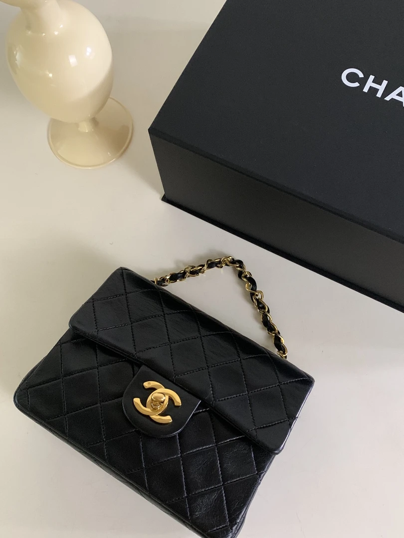 95新 Chanel/香奈儿 Chanel 黑金中古方胖子单肩包 3开