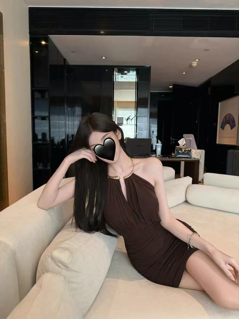 金环夜宴 纯欲金属连衣裙女夏季时尚气质性感修身无袖褶皱包臀裙