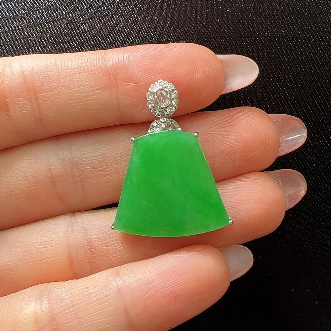 翡翠18K金镶嵌吊坠(不含链)无事牌吊坠