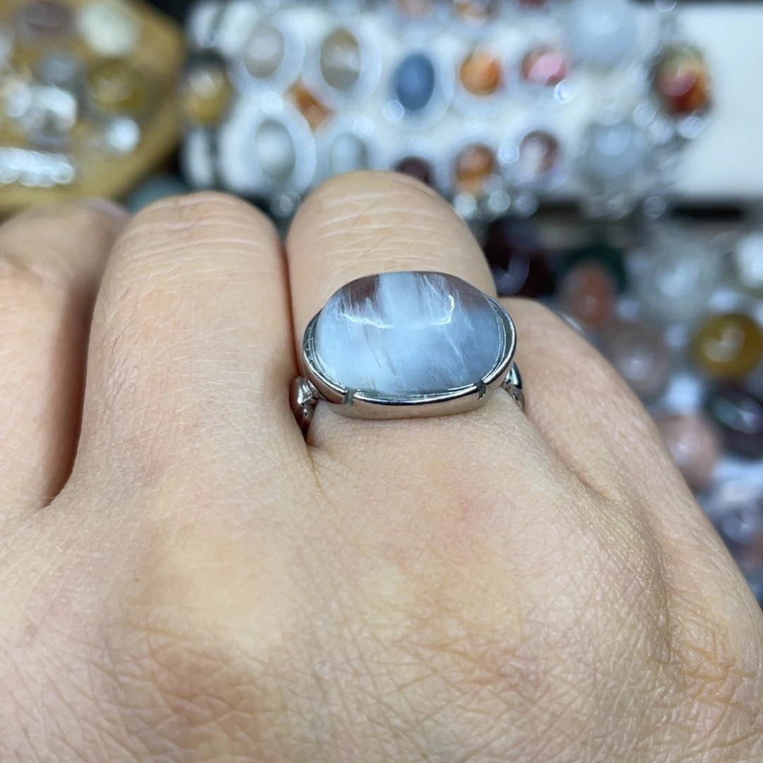 【闪购商品】银S925镶嵌珠宝半成品水晶戒指