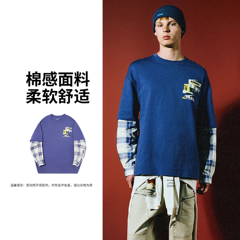 李宁卫衣男款PLEASURES联名柔软时尚舒适宽松长袖T恤AHSUE25-B品