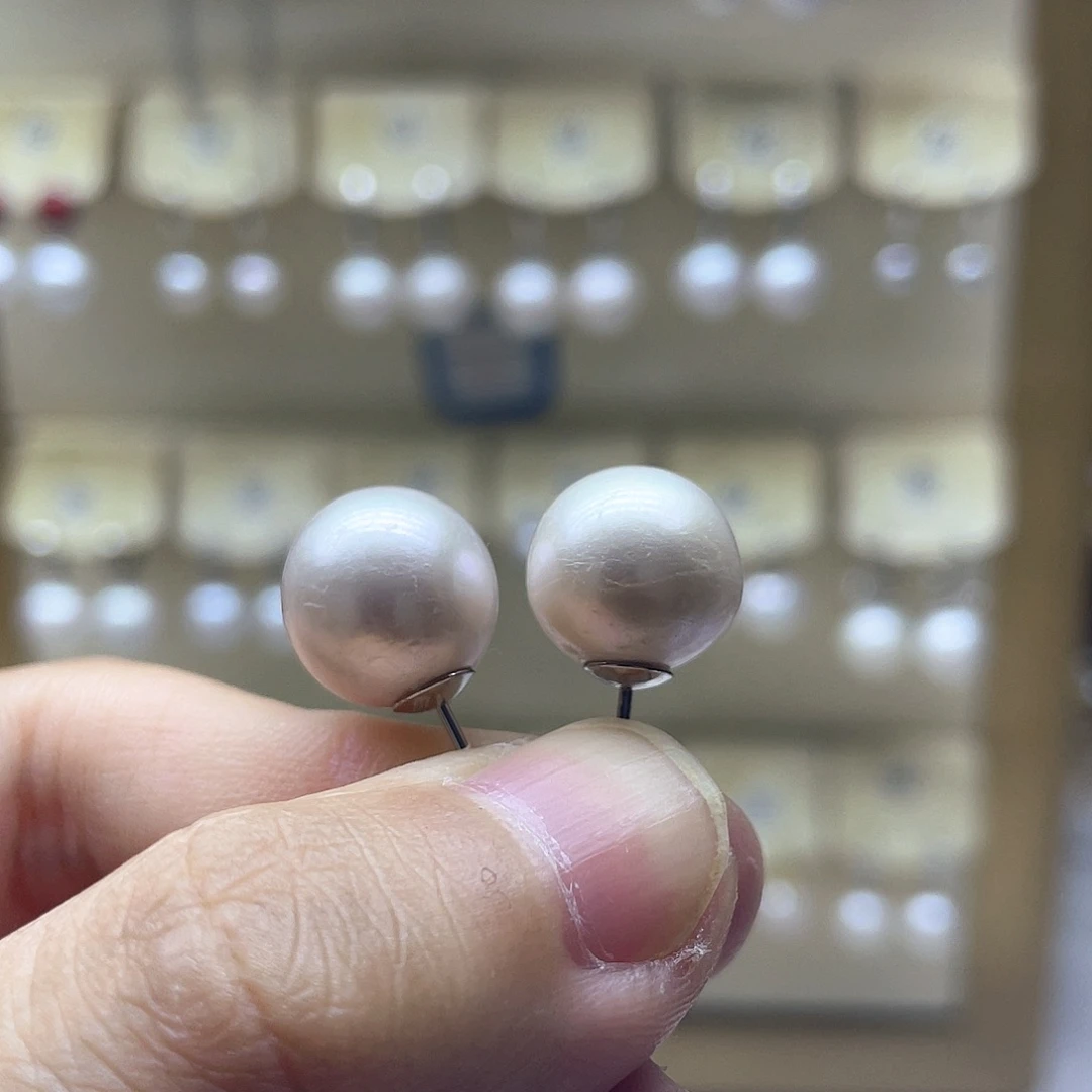 银S925镶嵌耳饰淡水珍珠