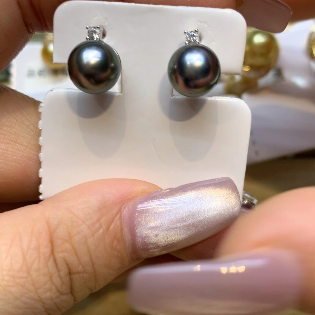 银S925镶嵌耳饰海水珍珠