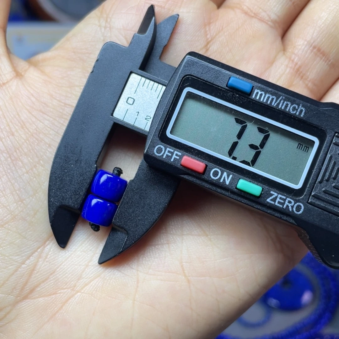 青金石未镶嵌7×5mm直切对珠配饰