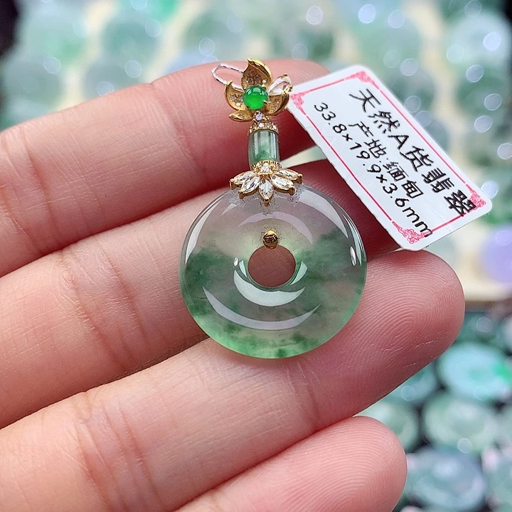 翡翠18K金镶嵌吊坠(不含链)