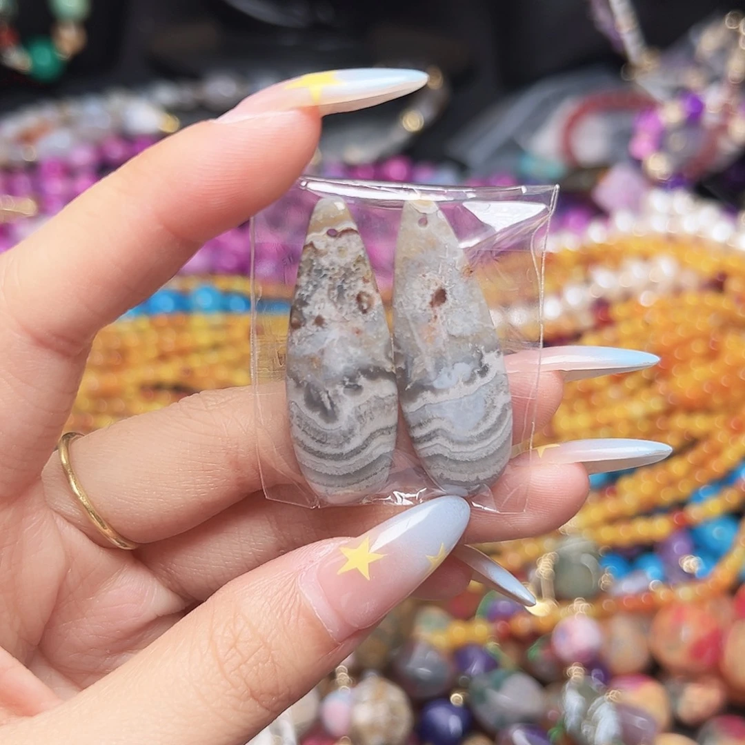 玛瑙/玉髓未镶嵌珠宝半成品T87 天然进口墨西哥玛瑙一对