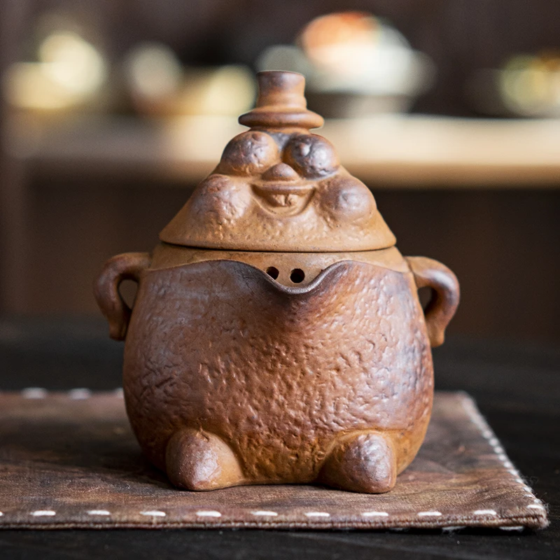 肆坊壹品素烧粗陶派大星茶壶创意手抓泡茶壶复古老岩泥功夫茶具