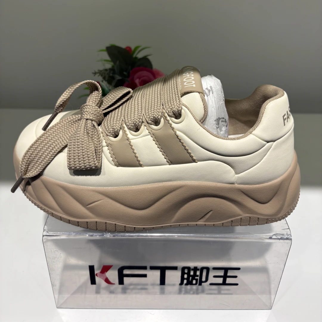 KFT脚王JM41117春季女鞋厚底系带小白鞋面包鞋松糕底女休闲鞋