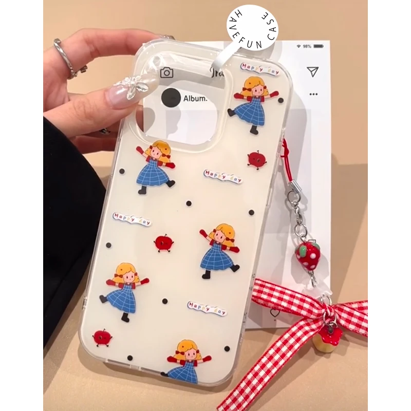 蓝格裙女孩适用iPhone16苹果15/13链条14手机壳华为vivo小米oppo