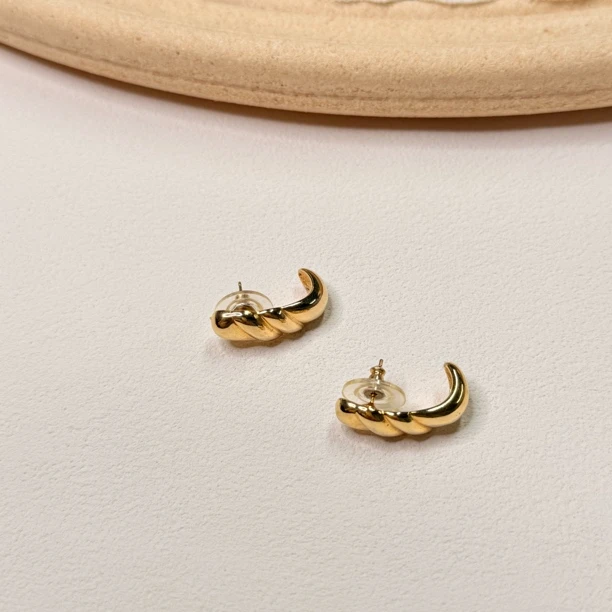 铜合金耳饰 【六六中古】孤品复古法式耳钉th6468