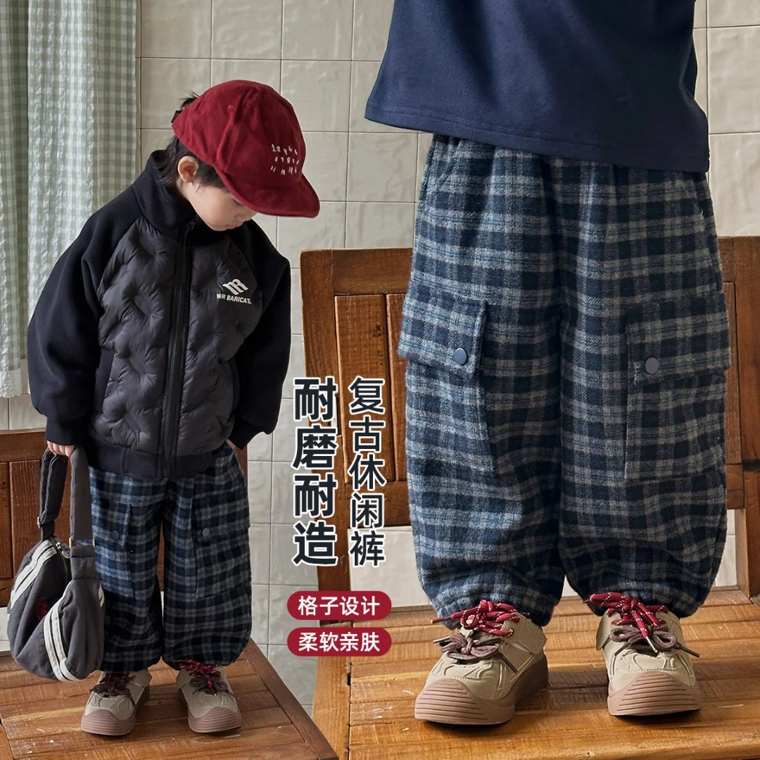男童加绒裤子儿童休闲裤2025新款秋冬装韩版 HZ25961悠悠童话童装