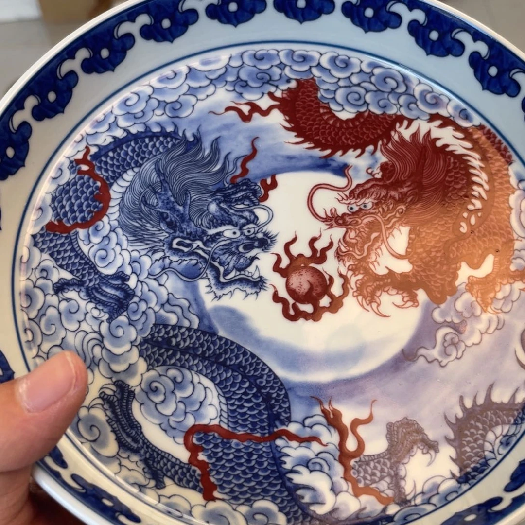 瓷片景德镇双龙戏珠大壶承老款