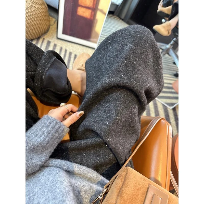 【撒银闪闪裤】加绒加厚高克重厚感冬季新款长裤直筒阔腿裤