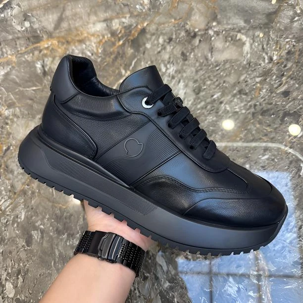 运动鞋黑色秋季新款厚底增高休闲皮鞋头层牛皮透气轻质潮款男鞋