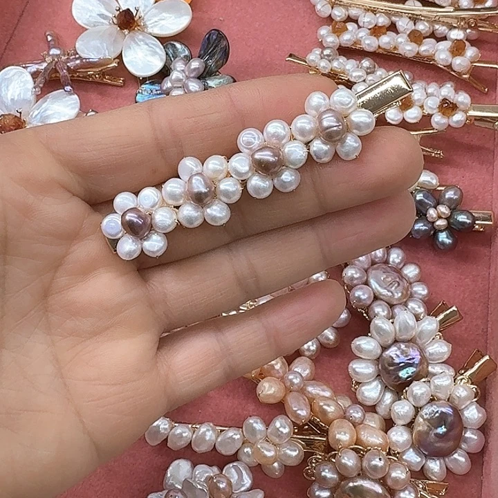 淡水珍珠发饰银S925镶嵌