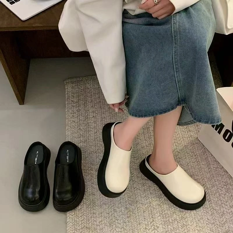 M57韩版包头厚底增高一脚蹬韩系半托