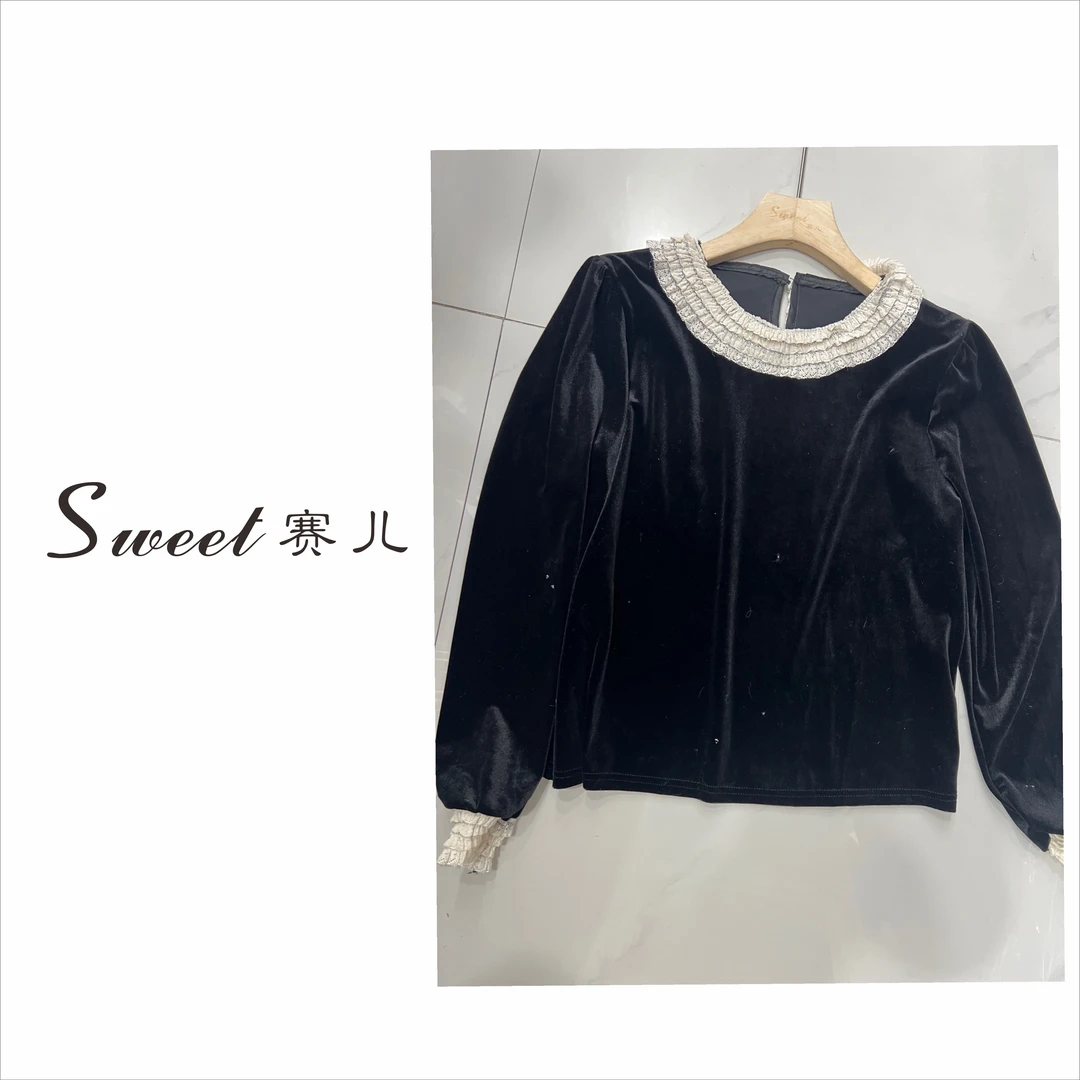 【三千繁华】｛4905｝花边金丝绒上衣