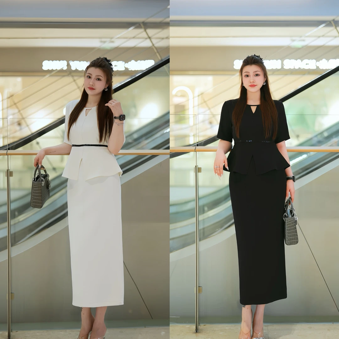 XYD71519/XYD71610西装套装凉感上衣百搭半身裙大码女装两件套