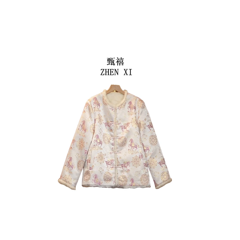 【马上有钱】新中式冬装女士外套国风双面穿水貂毛时尚上衣保暖