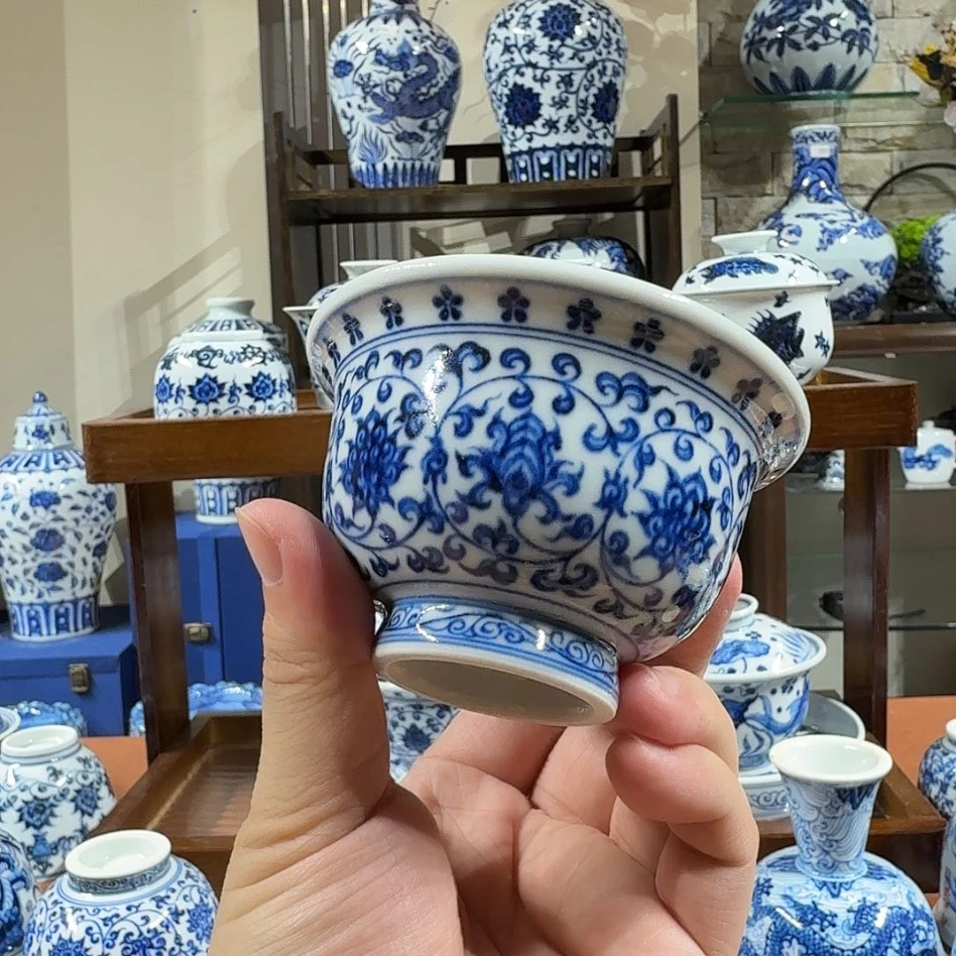 摆件宇泽堂精品缠枝莲压手杯