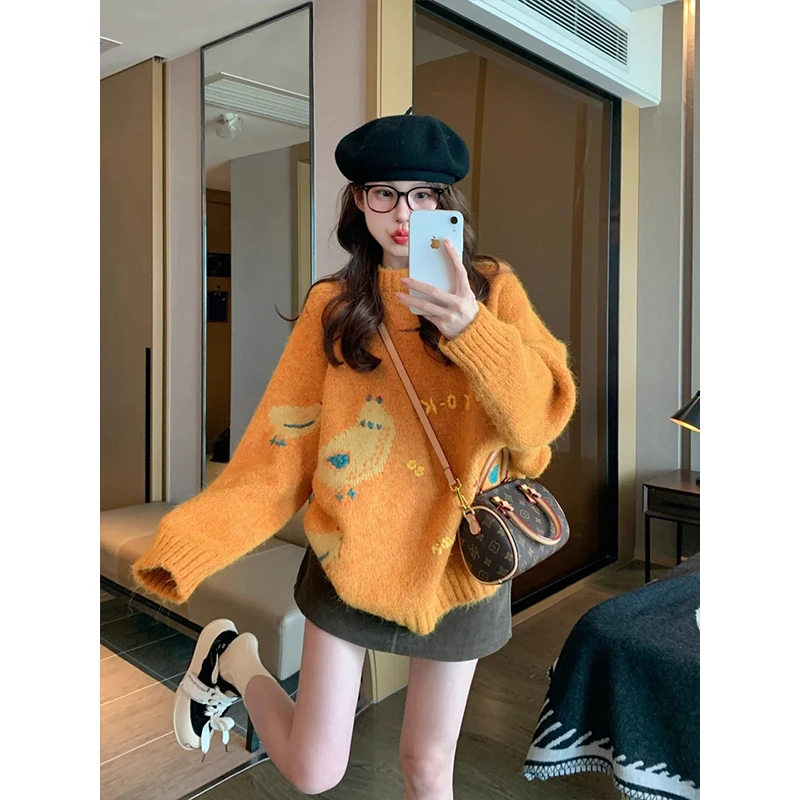 简约通勤风软糯舒适透气毛针织衫秋季新款宽松显瘦小众休闲上衣女