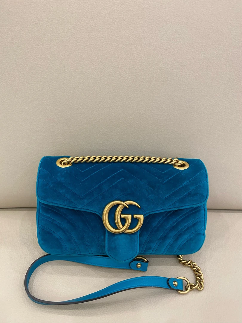 99新 GUCCI/古驰 marmont 26中号 丝绒款 手感超好