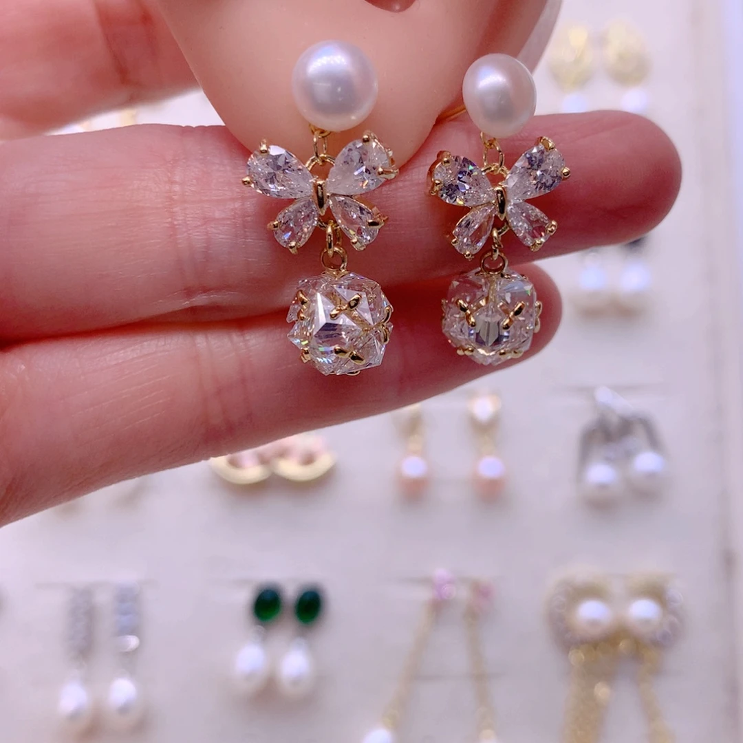 淡水珍珠耳饰合金