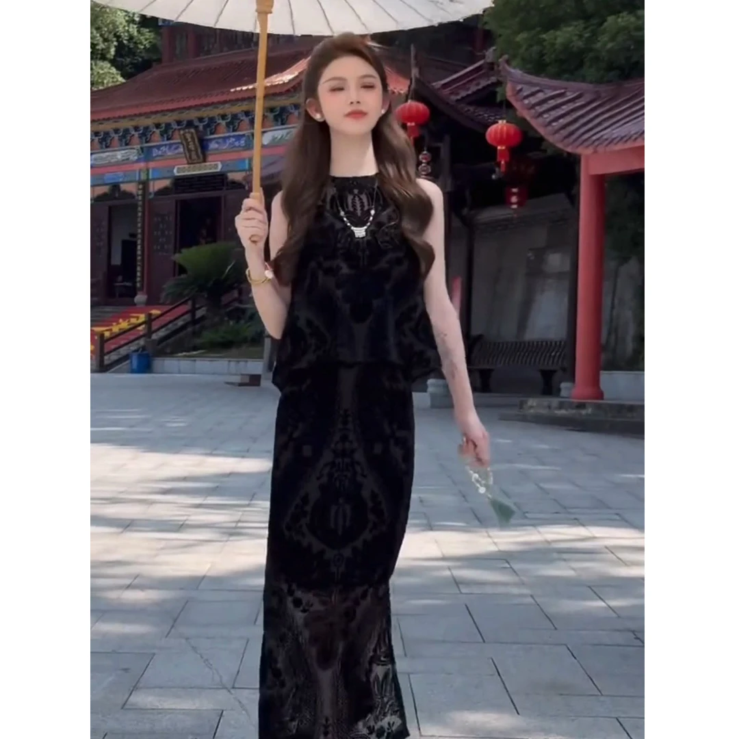 绝美潮流的2025夏季新款气质无袖半身连衣裙夏日超好看时尚小裙子