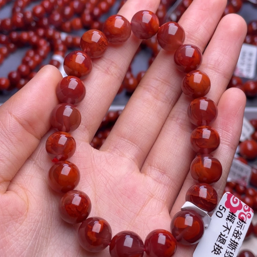 南红玛瑙未镶嵌其他10➕高品瓦西牛血红火焰手串