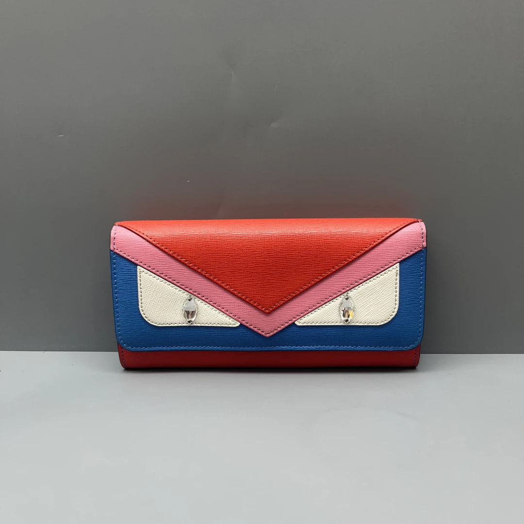 95新 FENDI/芬迪 拼色小怪兽长款钱包 尺寸19*10 SV16471