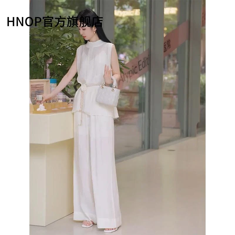 气质轻奢高级感无袖马甲阔腿裤两件套新款御姐名媛极简风休闲套装